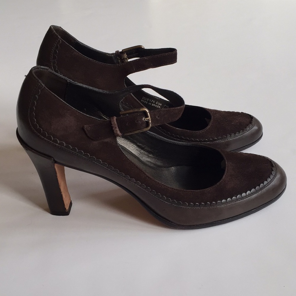 Cole Haan Oxford brown leather suede heels